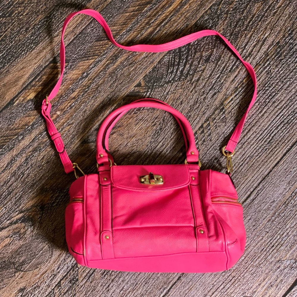 Merona Hot Pink Faux Leather Bowler Satchel Purse - Good Condition